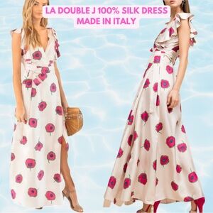 La Double J 100% Italian Silk Maxi Wrap Wedding Guest Dress